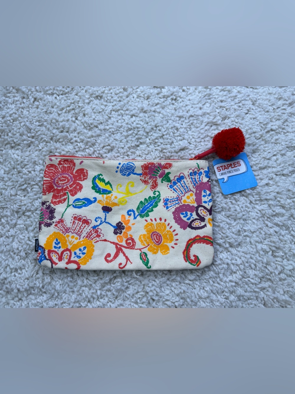 Staples Floral Canvas Pencil Pouch NWT